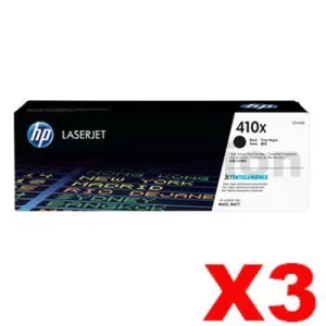 3 x HP 410X (CF410X) Genuine Black Toner Cartridge - 6,500 pages