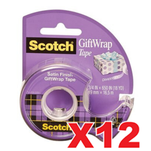 Scotch Gift Wrap Tape 19mm x 16.5m - Box of 12