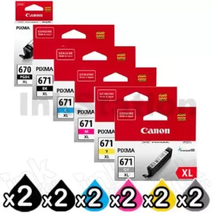 12 Pack Genuine Canon PGI-670XL, CLI-671XL High Yield Inkjet Combo [2BK,2PBK,2C,2M,2Y,2GY]