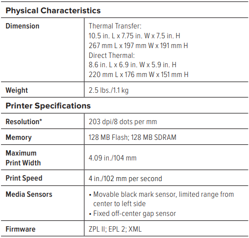 Zebra ZD220D Direct Thermal Label Printer 203dpi USB (ZD22042-D06G00EZ