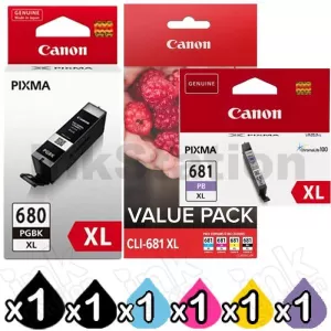 Canon PGI-680XL + (CLI-681XL Value Pack) + CLI-681XL Photo Blue High Yield Genuine Inkjet Cartridges Combo [1BK,1PBK,1C,1M,1Y,1PB]