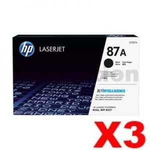 3 x HP CF287A (87A) Genuine Black Toner Cartridge - 9,000 Pages