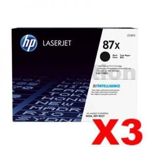 3 x HP CF287X (87X) Genuine Black Toner Cartridge - 18,000 Pages