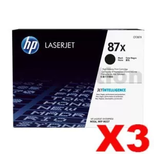 3 x HP CF287X (87X) Genuine Black Toner Cartridge - 18,000 Pages
