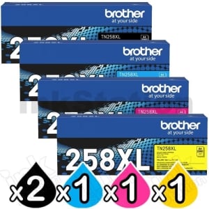 Brother 4 Pack TN258 Genuine Toner Cartridges Combo [1BK,1C,1M,1Y