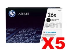 5 x HP CF226X (26X) Genuine Black Toner Cartridge - 9,000 Pages
