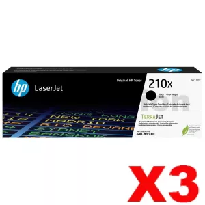 3 x HP 210X W2100X Genuine Black High Yield Toner Cartridge - 7,500 pages