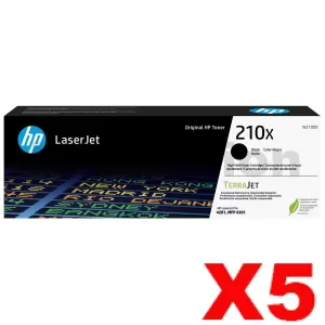 5 x HP 210X W2100X Genuine Black High Yield Toner Cartridge - 7,500 pages