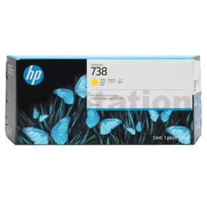 HP 738 Genuine Yellow 300ML DesignJet Ink Cartridge 676M8A