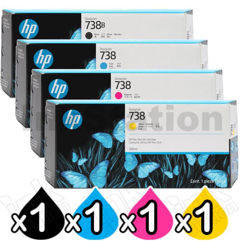 HP 4 Pack 738B 738 Genuine 300ML DesignJet Ink Cartridges Combo 498P6A ...