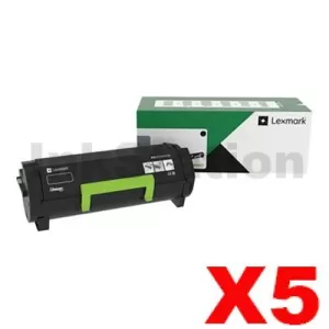 5 x Lexmark 66S1000 Genuine MS531/MS632/MX532/MX632 Return Program Toner Cartridge - 5,000 pages