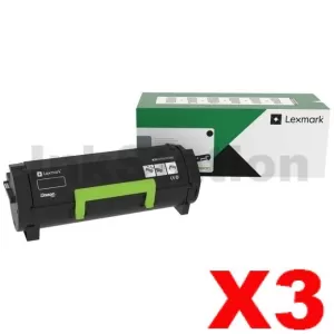 3 x Lexmark 66S1X00 Genuine MS632/MX632 High Yield Return Program Toner Cartridge - 31,000 pages