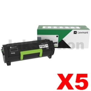 5 x Lexmark 66S1X00 Genuine MS632/MX632 High Yield Return Program Toner Cartridge - 31,000 pages