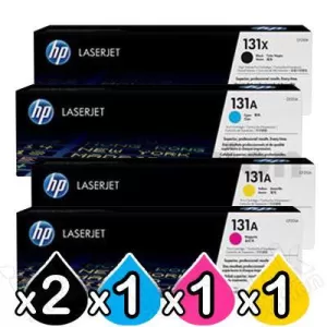 5 Pack HP CF210X-CF213A (131X / 131A) Genuine Toner Cartridges [2BK,1C,1M,1Y]