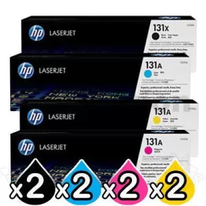 2 Sets of 4 Pack HP CF210X-CF213A (131X / 131A) Genuine Toner Cartridges [2BK,2C,2M,2Y]