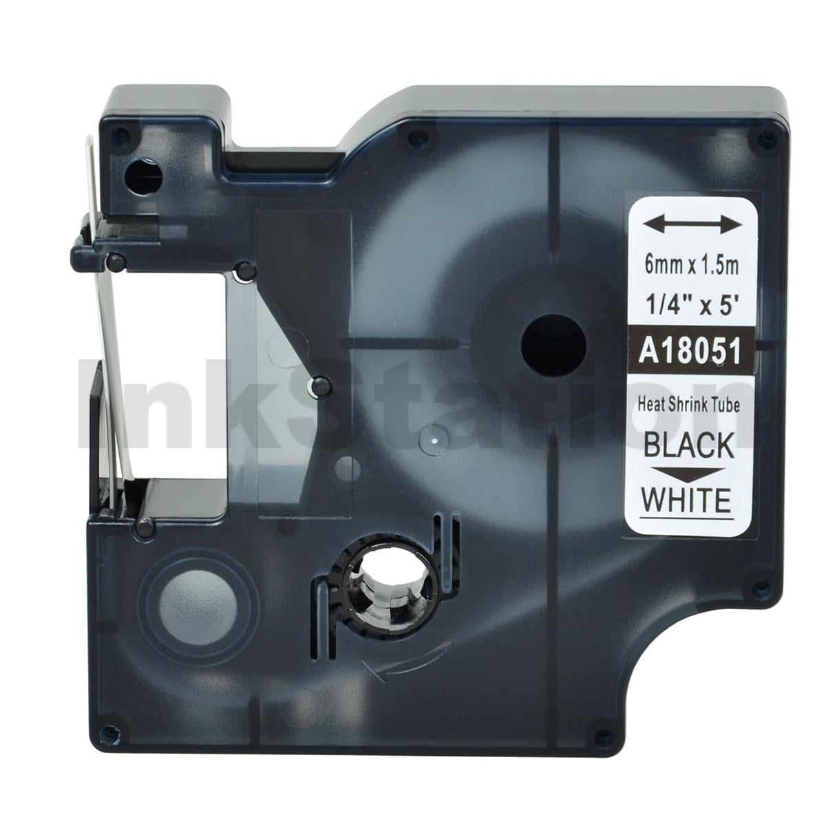 Dymo SD18051 Compatible 6mm Black Text on White HeatShrink Tube