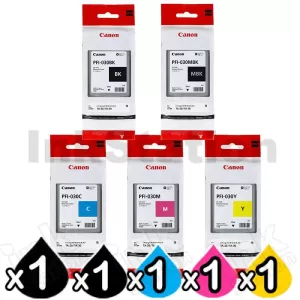 5 Pack Genuine Canon PFI-030 Ink Tank Combo [1BK,1MBK,1C,1M,1Y]