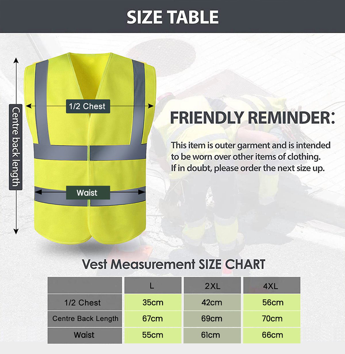 Reflective Vest Safety Workwear Unisex High Visibility - InkStation