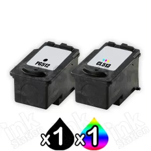 2 Pack Canon PG-512 CL-513 Compatible High Yield Value Pack [1BK,1C]