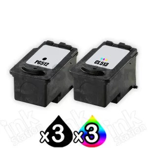 6 Pack Canon PG-512 CL-513 Compatible High Yield Value Pack [3BK,3C]