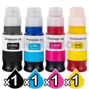 4 Pack Compatible Canon PFI-050 Ink Bottles Combo [1BK,1C,1M,1Y]