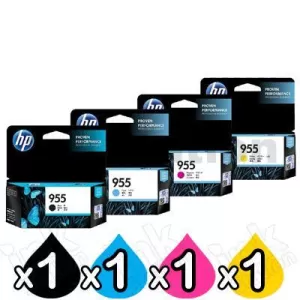 4 Pack HP 955 Genuine Standard Inkjet Combo L0S51AA - L0S60AA [1BK,1C,1M,1Y]