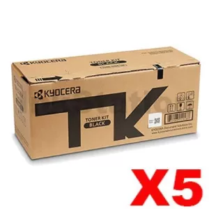 5 x Genuine Kyocera TK-5374K Black Toner Cartridge Ecosys MA3500cix, MA3500cifx, PA3500cx - 7,000 pages