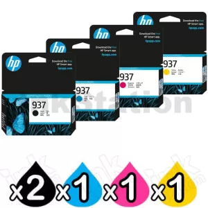 5 Pack HP 937 Genuine Ink Cartridges Combo 4S6W2NA - 4S6W5NA [2BK,1C,1M,1Y]