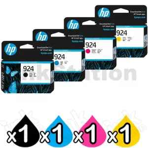 4 Pack HP 924 Genuine Ink Cartridges Combo 4K0U3NA - 4K0U6NA [1BK,1C,1M,1Y]