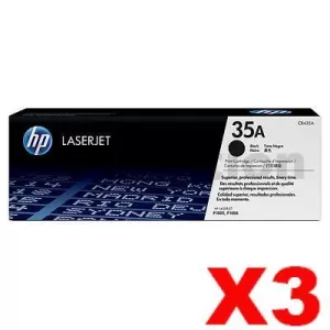 3 x HP CB435A (35A) Genuine Black Toner Cartridge - 1,500 Pages