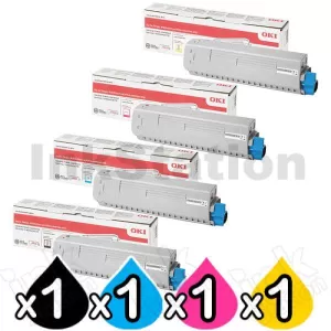 4 Pack OKI C834 Genuine Toner Cartridge Combo 46861312 - 46861309 [1BK,1C,1M,1Y]