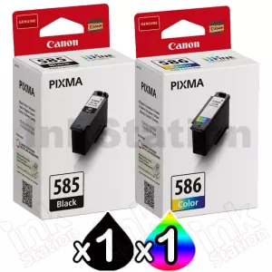 2-Pack Canon PG-585 CL-586 Genuine Ink Cartridges Combo [1Black + 1Colour]