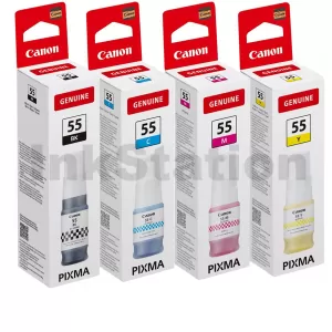 4-Pack Genuine Canon GI-55 Ink Bottle Combo [1BK,1C,1M,1Y]
