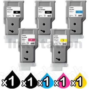 5 Pack Genuine Canon PFI-320 300ML Ink Cartridge Combo [1BK,1MBK,1C,1M,1Y]
