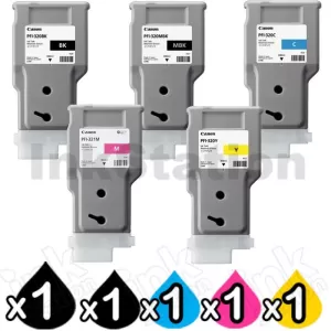 5 Pack Genuine Canon PFI-320 PFI-321 300ML Ink Cartridge Combo [1BK,1MBK,1C,1M,1Y]