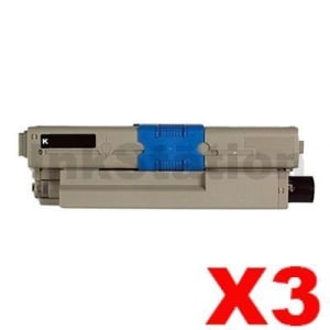 3 x OKI C532DN / MC573DN Compatible Black Toner Cartridge (46490612) - 7,000 pages