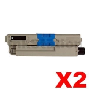 2 x OKI C532DN / MC573DN Compatible Black Toner Cartridge (46490612) - 7,000 pages