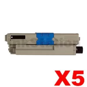 5 x OKI C532DN / MC573DN Compatible Black Toner Cartridge (46490612) - 7,000 pages