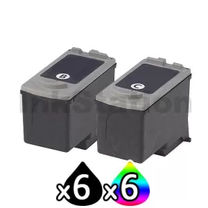 12 pack Canon PG-40 CL-41 Compatible Combo Pack [6BK,6C]