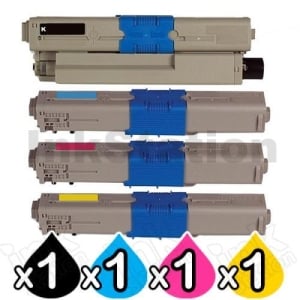 4 Pack OKI C532DN / MC573DN Compatible Toner Combo (46490612-46490609) [1BK,1C,1M,1Y]