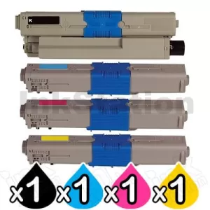 4 Pack OKI C532DN / MC573DN Compatible Toner Combo (46490612-46490609) [1BK,1C,1M,1Y]