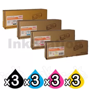 3 Sets of 4 Pack OKI C532DN / MC573DN Genuine Toner Combo (46490612-46490609)