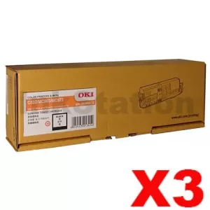 3 x OKI C532DN / MC573DN Genuine Black Toner Cartridge (46490612) - 7,000 pages