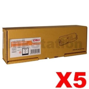 5 x OKI C532DN / MC573DN Genuine Black Toner Cartridge (46490612) - 7,000 pages