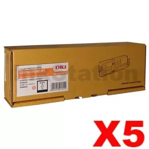 5 x OKI C532DN / MC573DN Genuine Black Toner Cartridge (46490612) - 7,000 pages