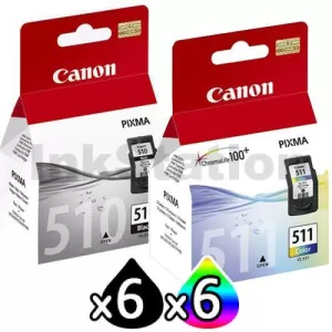 12 Pack Canon PG-510 CL-511 Genuine Ink Cartridges [6BK,6C]