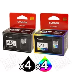 8-Pack Canon PG-640XL, CL-641XL Genuine High Yield Ink Cartridge [4Black + 4Colour]