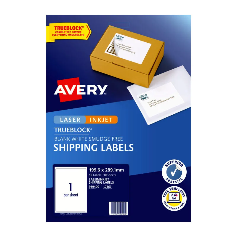 Trueblock Injet Avery TrueBlock LASER INKJET Shipping Labels - InkStation