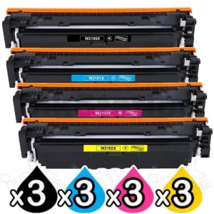 3 Sets of 4 Pack HP 210X W2100X-W2103X Compatible High Yield Toner Cartridges Combo [3BK,3C,3M,3Y]