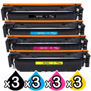 3 Sets of 4 Pack HP 210X W2100X-W2103X Compatible High Yield Toner Cartridges Combo [3BK,3C,3M,3Y]
